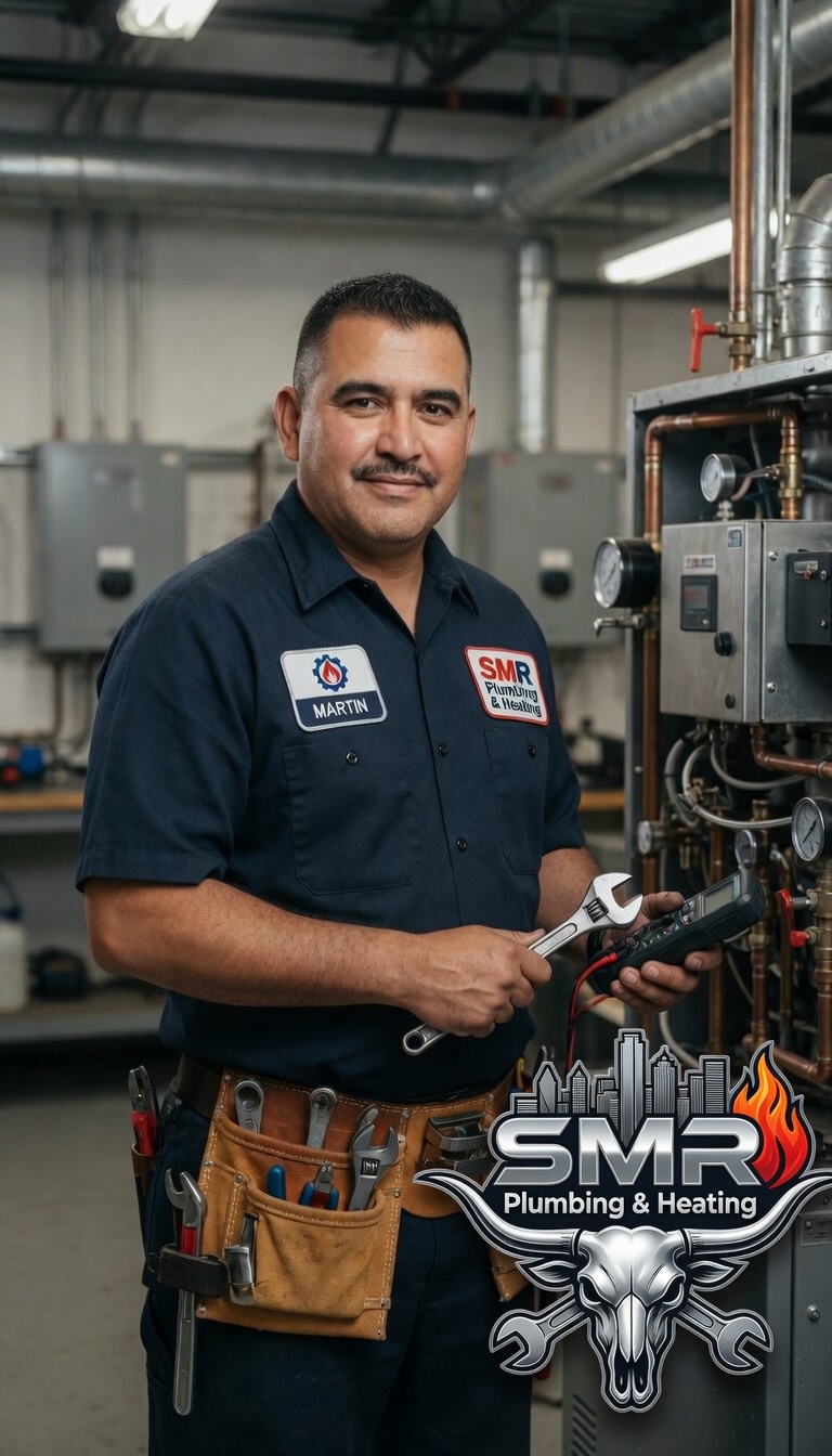 SMR Plumbing & Heating technician performing water heaters work