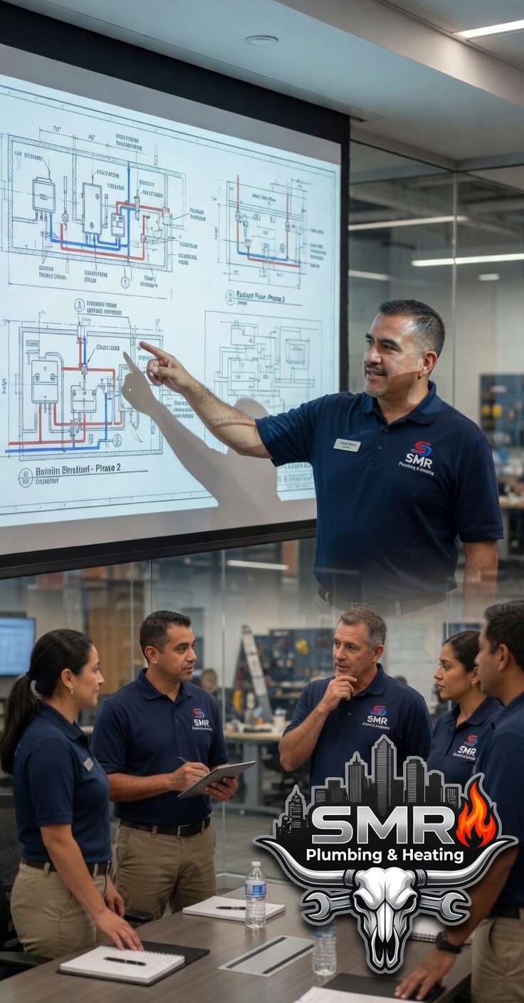 The SMR Plumbing & Heating team in a training session